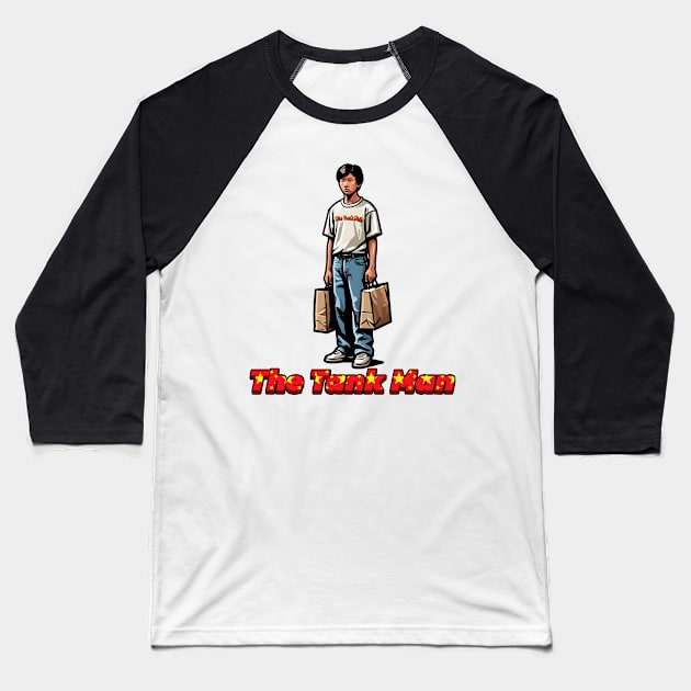 Tank Man Baseball T-Shirt by Rawlifegraphic